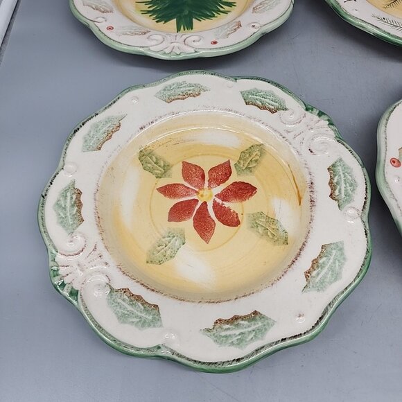 Set Of 4 Royal Norfolk Christmas Stoneware Dessert/Salad Plate  8.5" - Picture 2 of 7